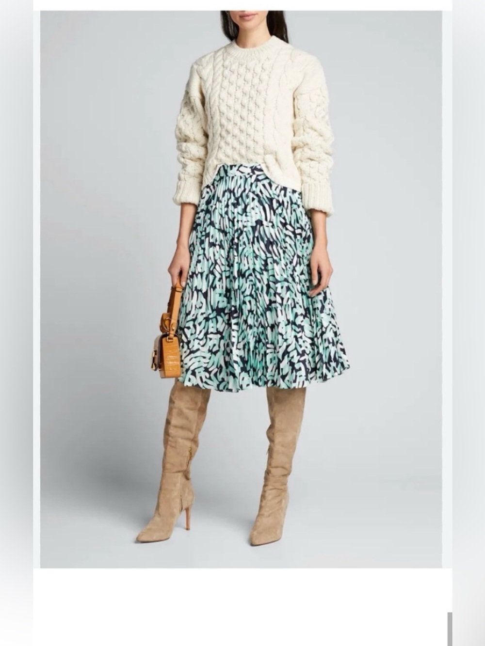 NWT Milly 0 Pleated Skirt Brushstroke Print on Twill Pleats $325 MIDI